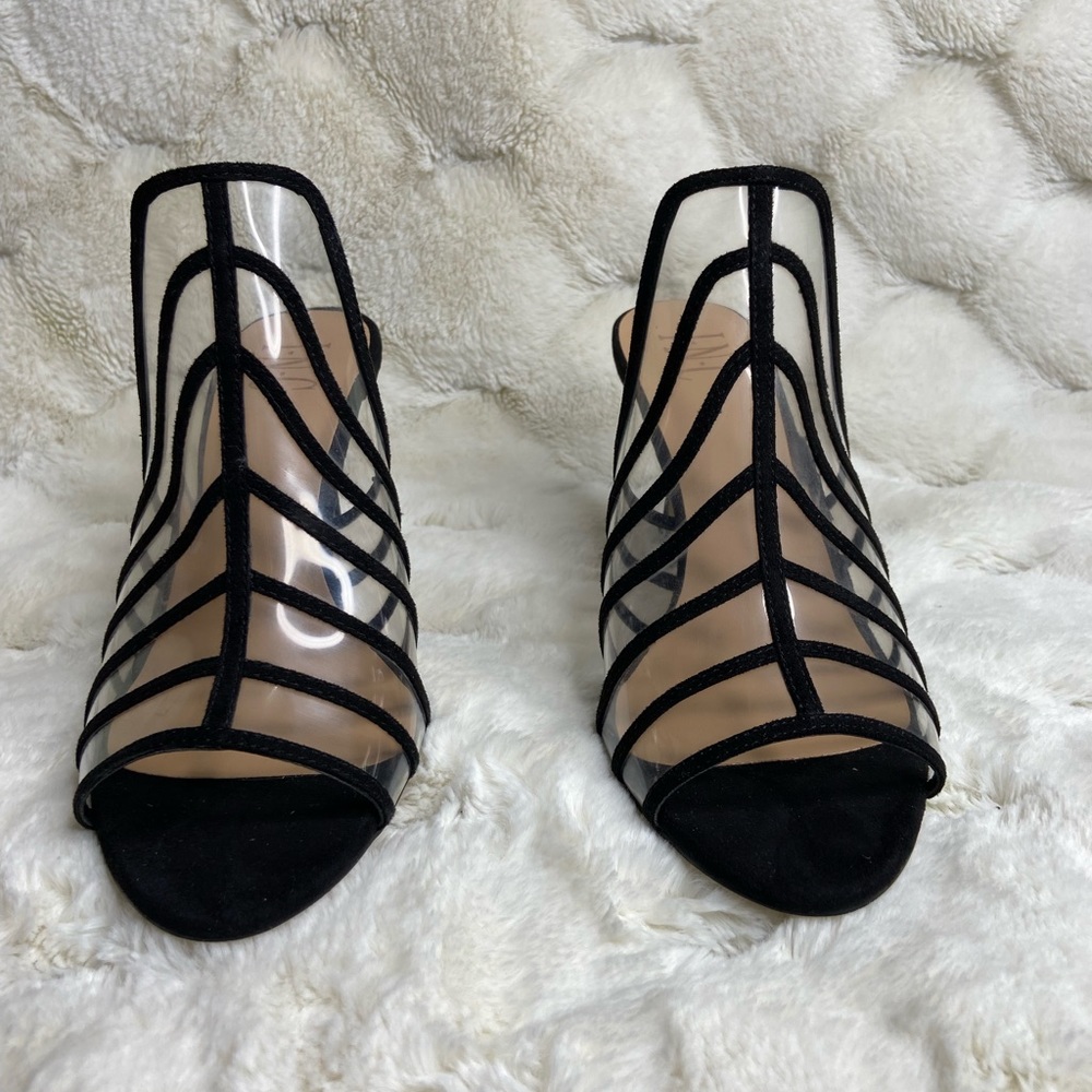 Clear and Black striped Vinyl Opened toe sandal